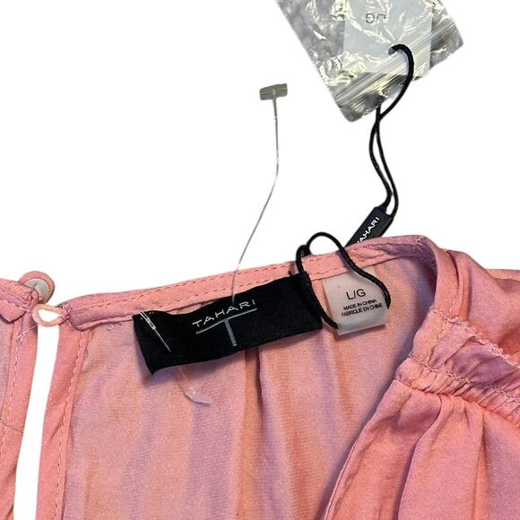 Tahari pink dusty rose ruffle Blouse, NWT,  Women Large - Picture 5 of 8